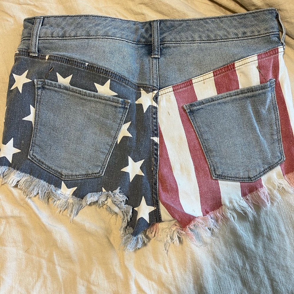 American Flag denim shorts